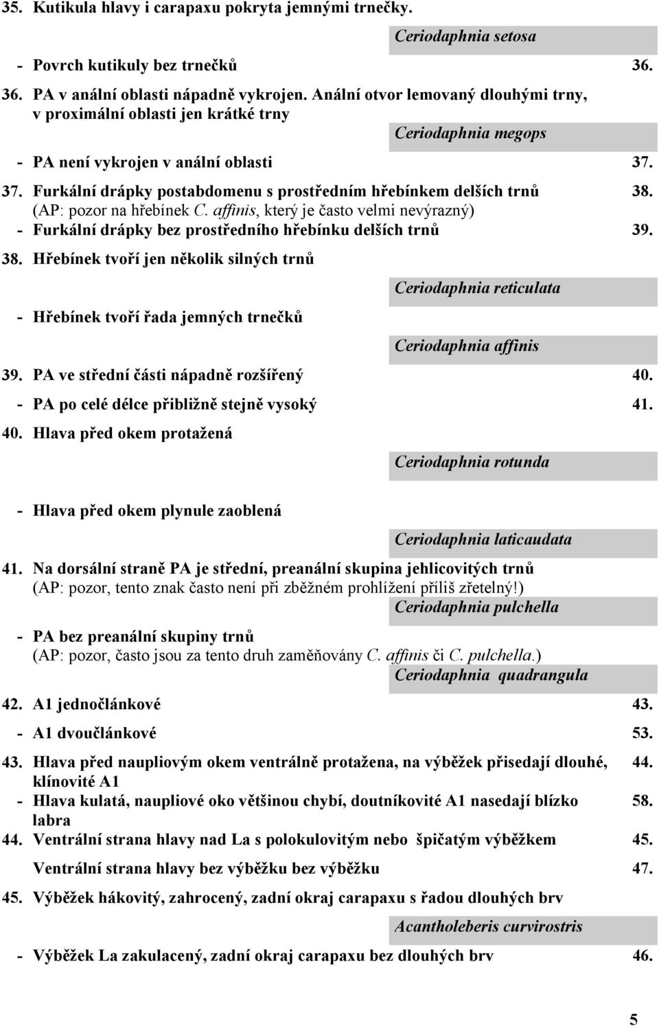 Vladimír Kořínek: Dichotomický klíč perlooček (Cladocera) České republiky -  PDF Free Download