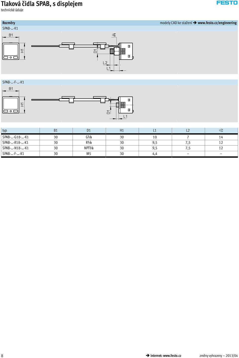 10 7 14 SPAB- -R18- -K1 30 Rx 30 9,5 7,5 12 SPAB- -N18- -K1 30 NPTx 30 9,5