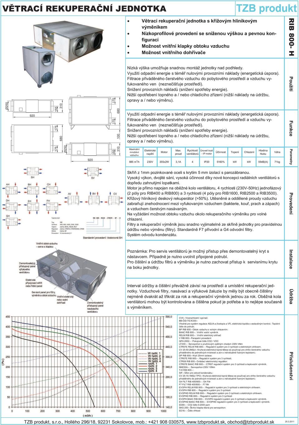 proud Rychlostí Úroveň krytí ventilátorů - IP motor Účinnost Topení Chlazení Hladina hluku 885 m 3 /h 230V 355x2W 3,1A 4 IP20 5160% kw kw 59dB(A) Skříň z 1mm pozinkované oceli s krytím 5 mm izolací s