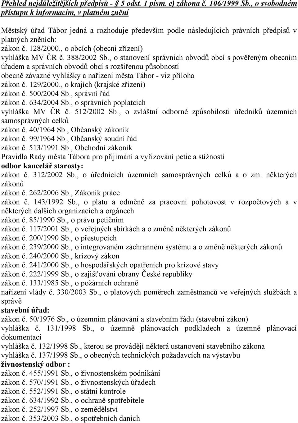 , o obcích (obecní zřízení) vyhláška MV ČR č. 388/2002 Sb.