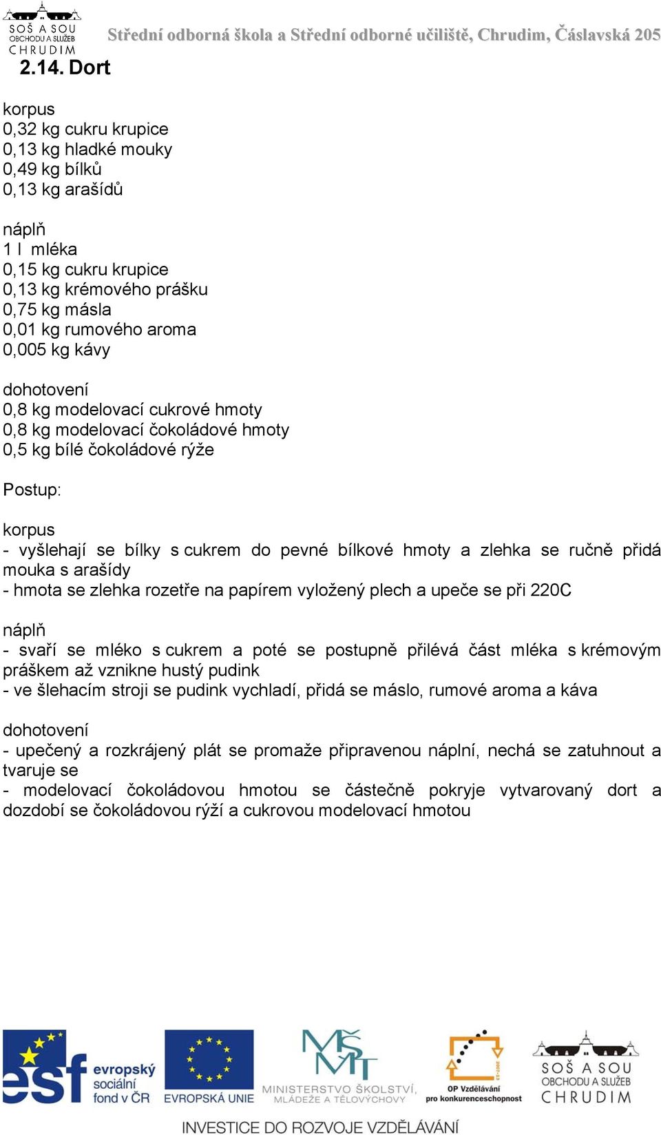 korpus - vyšlehají se bílky s cukrem do pevné bílkové hmoty a zlehka se ručně přidá mouka s arašídy - hmota se zlehka rozetře na papírem vyložený plech a upeče se při 220C náplň - svaří se mléko s