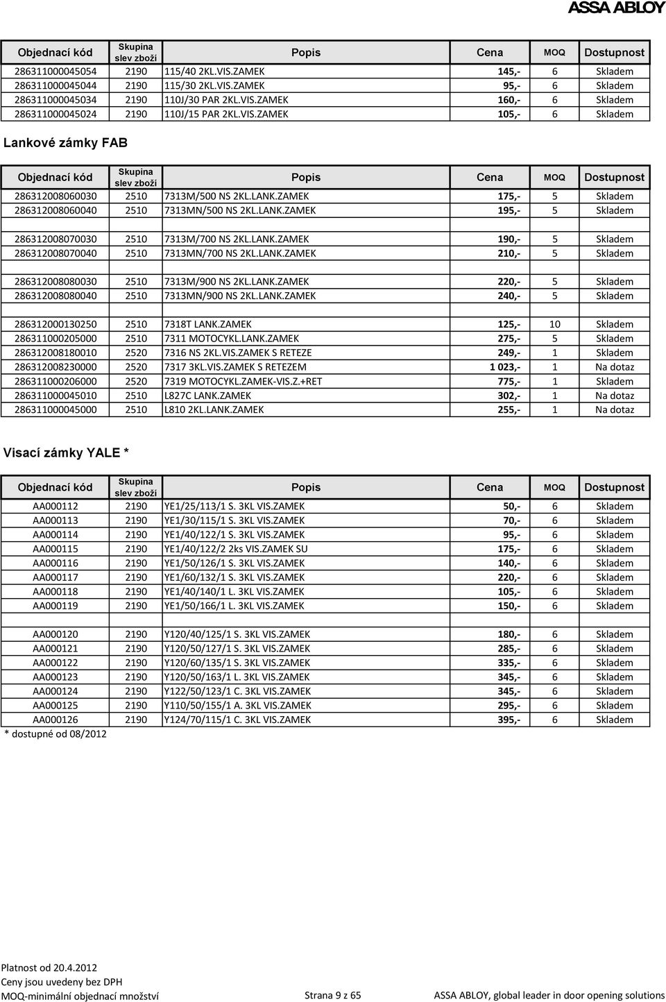 LANK.ZAMEK 190,- 5 Skladem 286312008070040 2510 7313MN/700 NS 2KL.LANK.ZAMEK 210,- 5 Skladem 286312008080030 2510 7313M/900 NS 2KL.LANK.ZAMEK 220,- 5 Skladem 286312008080040 2510 7313MN/900 NS 2KL.