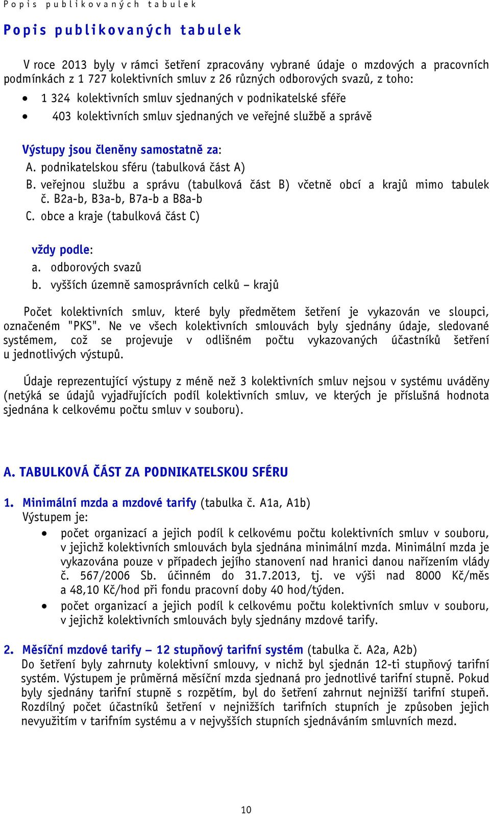 podnikatelskou sféru (tabulková část A) B. veřejnou službu a správu (tabulková část B) včetně obcí a krajů mimo tabulek č. B2a-b, B3a-b, B7a-b a B8a-b C. obce a kraje (tabulková část C) vždy podle: a.