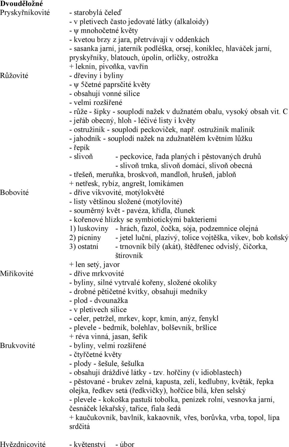 obsahují vonné silice - velmi rozšířené - růže - šípky - souplodí nažek v dužnatém obalu, vysoký obsah vit. C - jeřáb obecný, hloh - léčivé listy i květy - ostružiník - souplodí peckoviček, např.