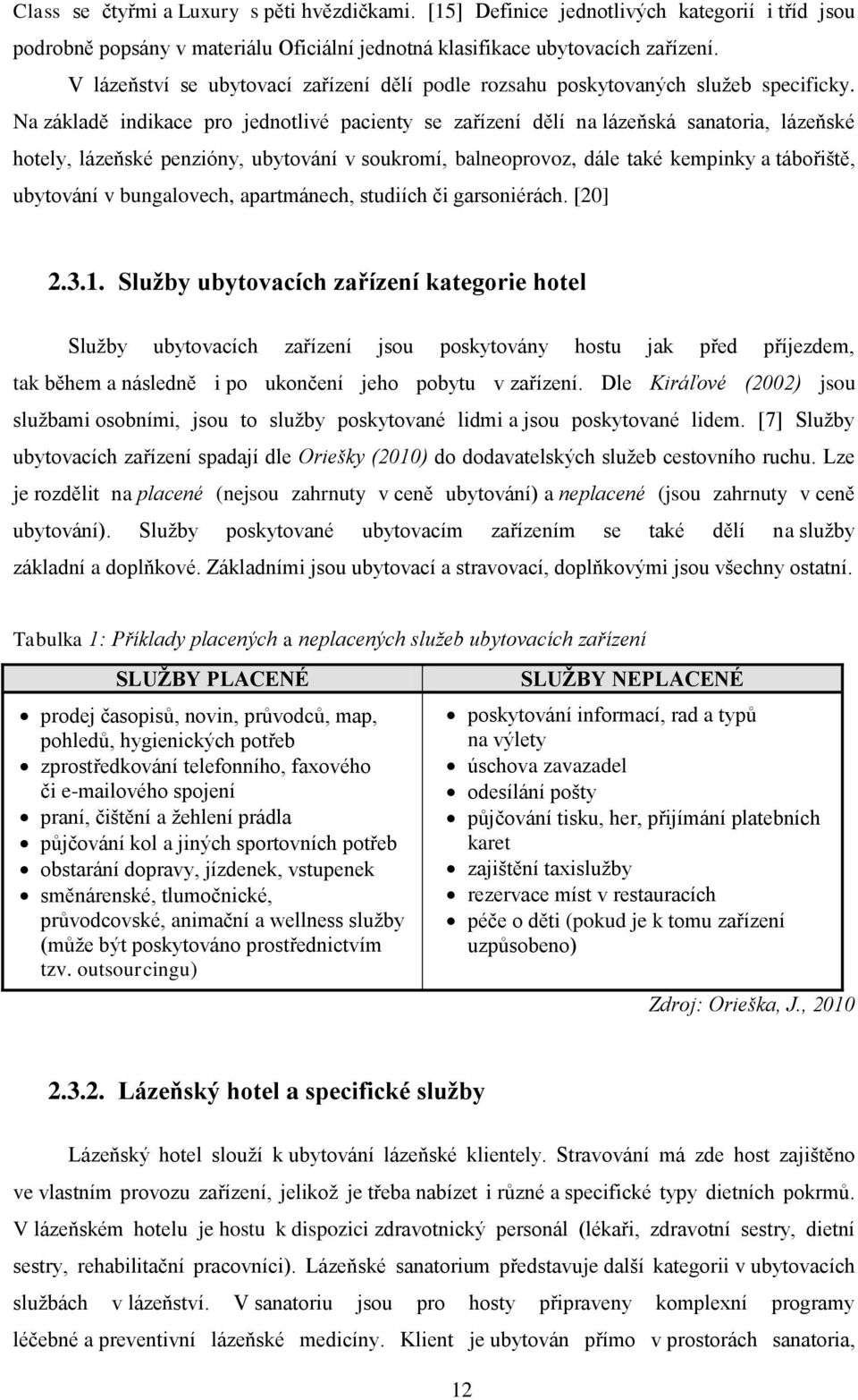 Na základě indikace pro jednotlivé pacienty se zařízení dělí na lázeňská sanatoria, lázeňské hotely, lázeňské penzióny, ubytování v soukromí, balneoprovoz, dále také kempinky a tábořiště, ubytování v