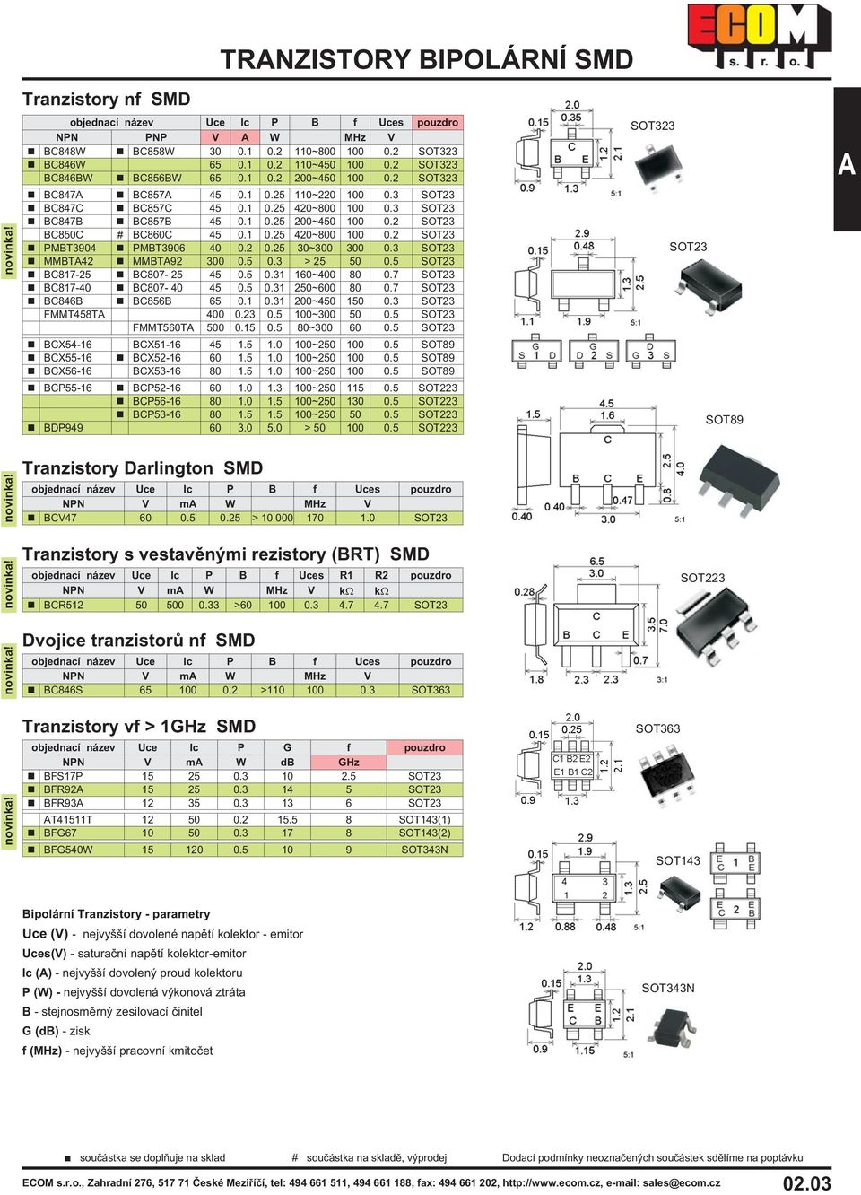 5 BC817-5 BC807-5 45 0.5 0.31 160~400 80 0.7 BC817-40 BC807-40 45 0.5 0.31 50~600 80 0.7 BC846B BC856B 65 0.1 0.31 00~450 150 0.3 FMMT458T 400 0.3 0.5 100~300 50 0.5 FMMT560T 500 0.15 0.5 80~300 60 0.