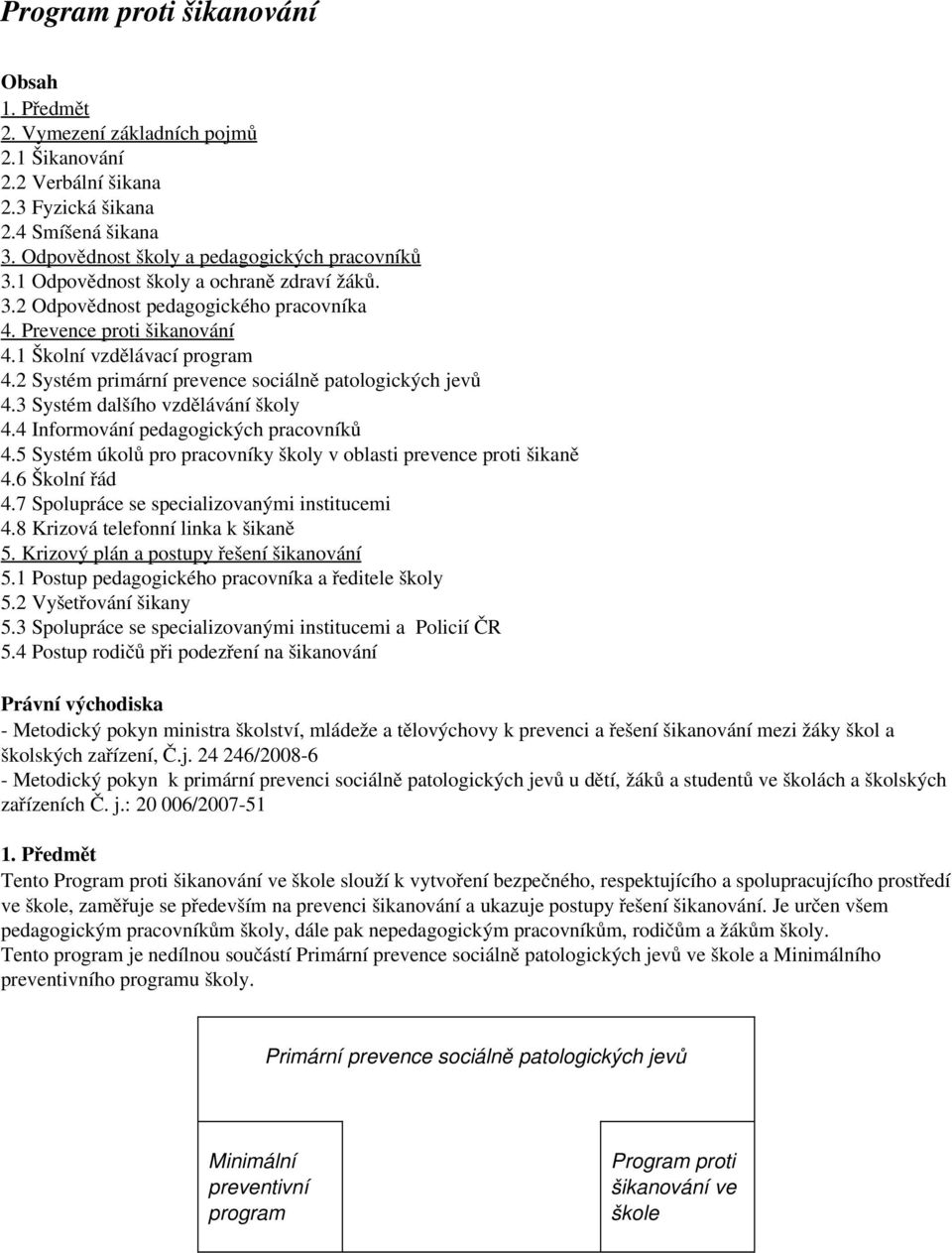 2 Systém primární prevence sociálně patologických jevů 4.3 Systém dalšího vzdělávání školy 4.4 Informování pedagogických pracovníků 4.