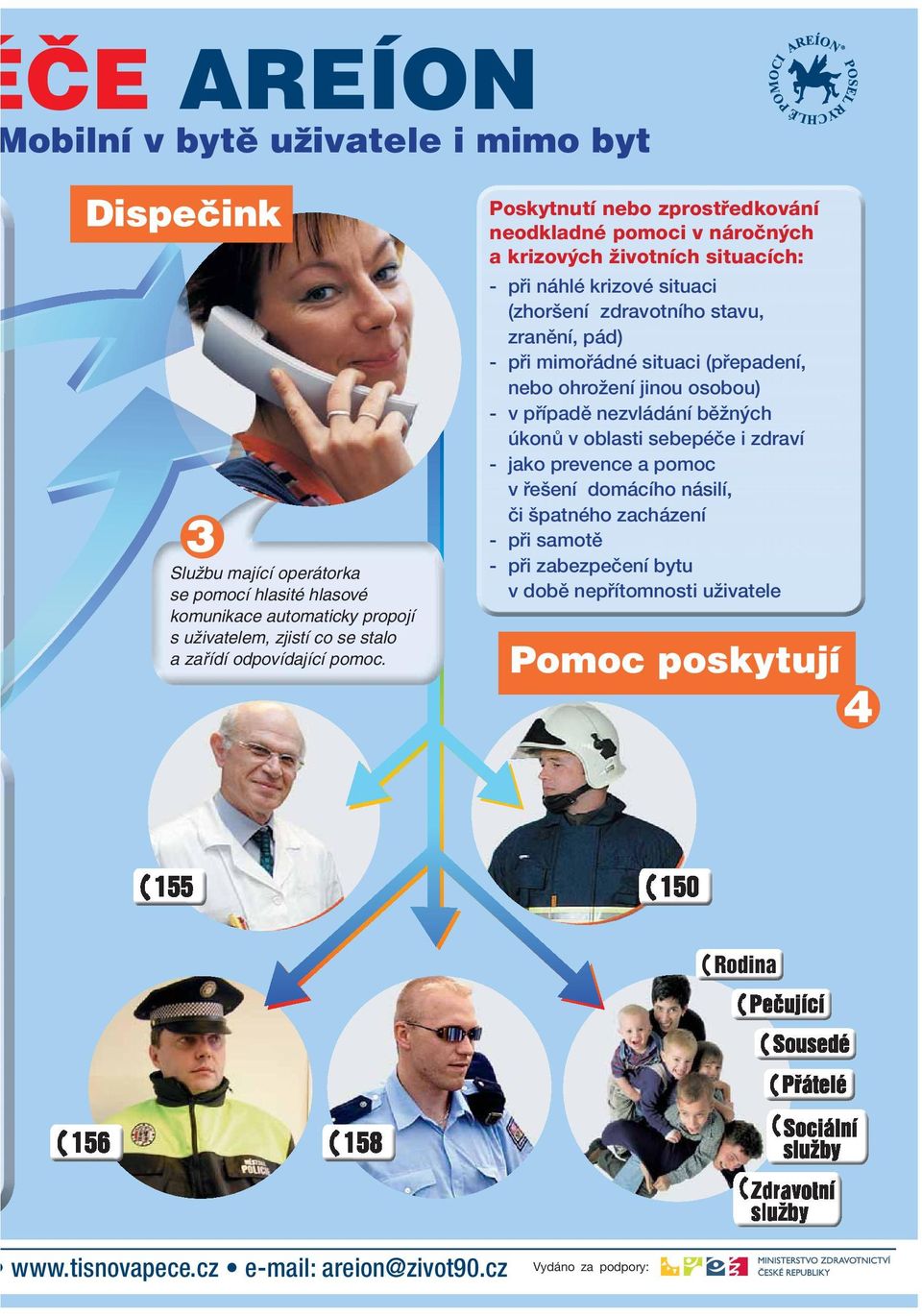Poskytnutí nebo zprostředkování neodkladné pomoci v náročných a krizových životních situacích: - při náhlé krizové situaci (zhoršení zdravotního stavu, zranění, pád) - při