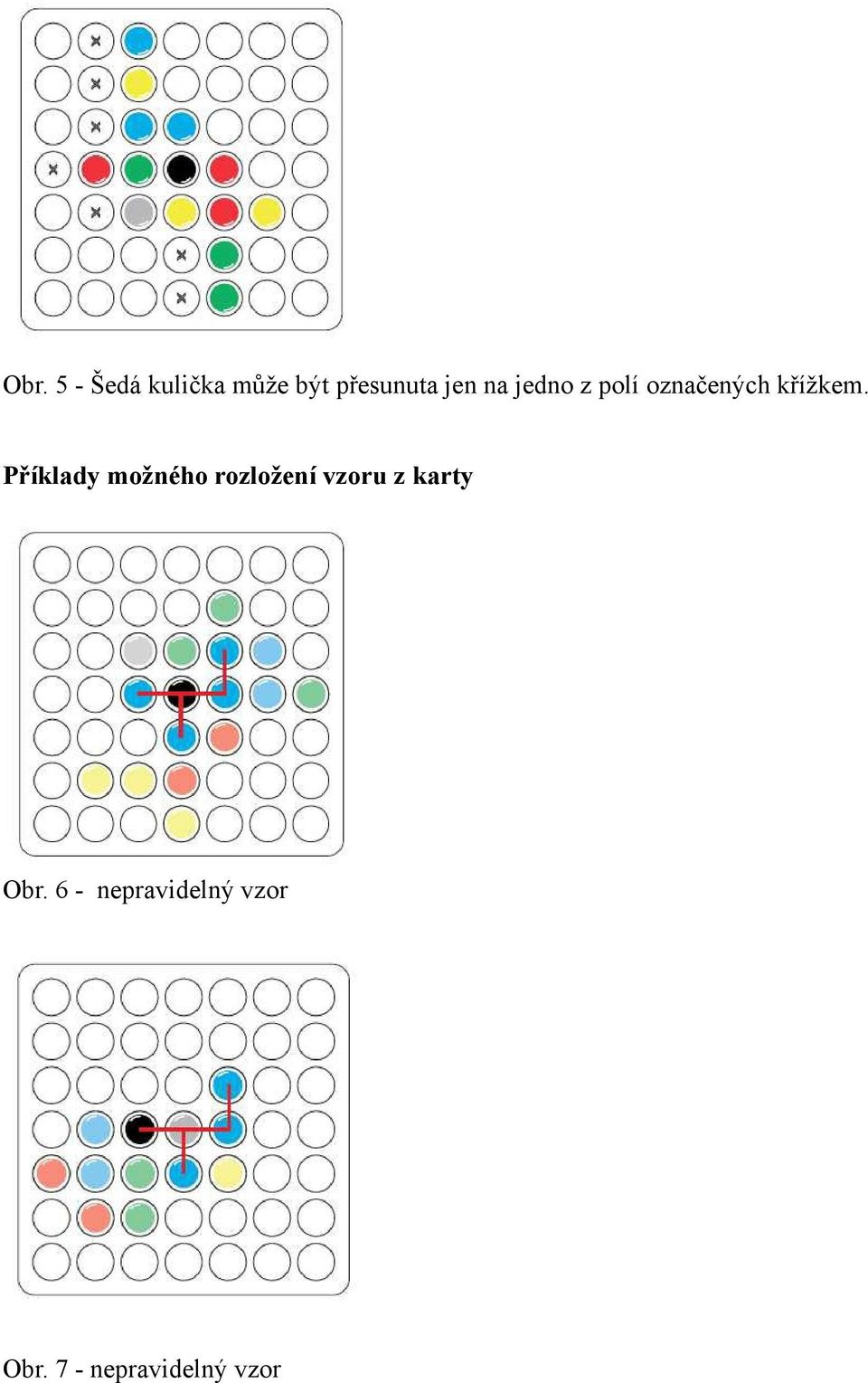 Příklady možného rozložení vzoru z karty