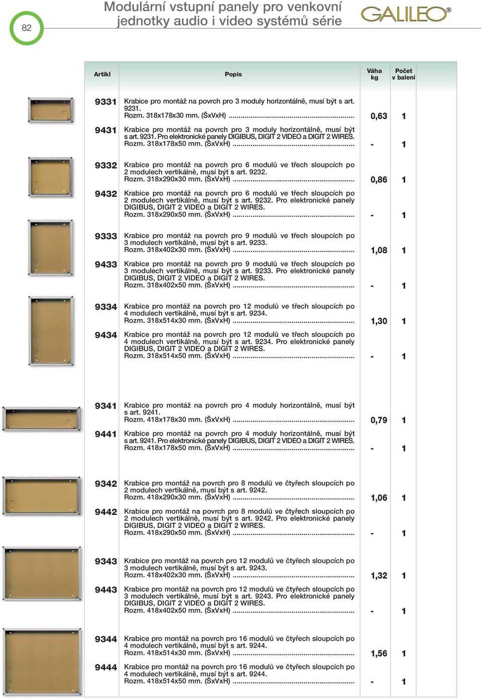 .. Krabice pro montáï na povrch pro 6 modulû ve tfiech sloupcích po 2 modulech vertikálnû, musí b t s art. 9232. Rozm. 318x290x30 mm. ( xvxh).