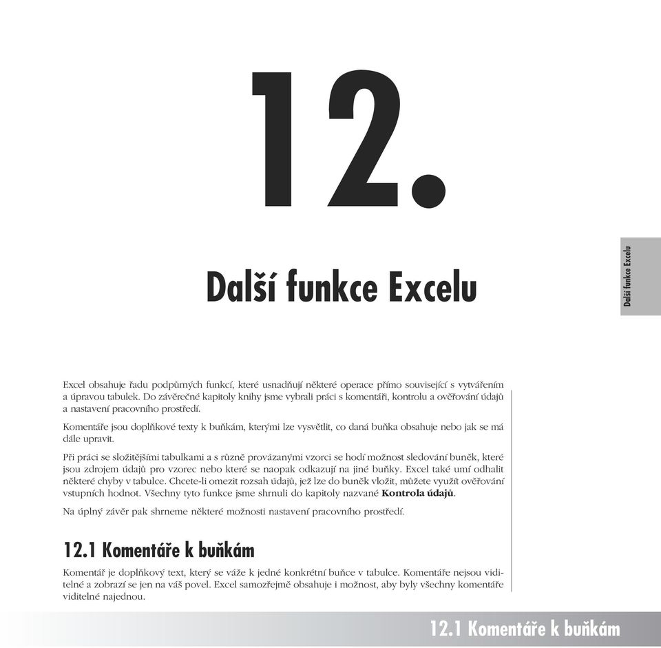 Komentáře jsou doplňkové texty k buňkám, kterými lze vysvětlit, co daná buňka obsahuje nebo jak se má dále upravit.