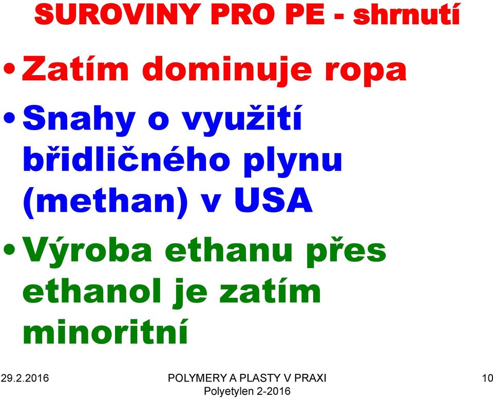 břidličného plynu (methan) v USA