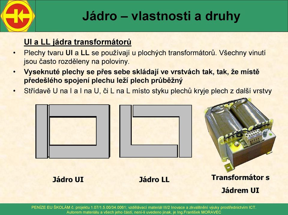 Vyseknuté plechy se přes sebe skládají ve vrstvách tak, tak, že místě předešlého spojení