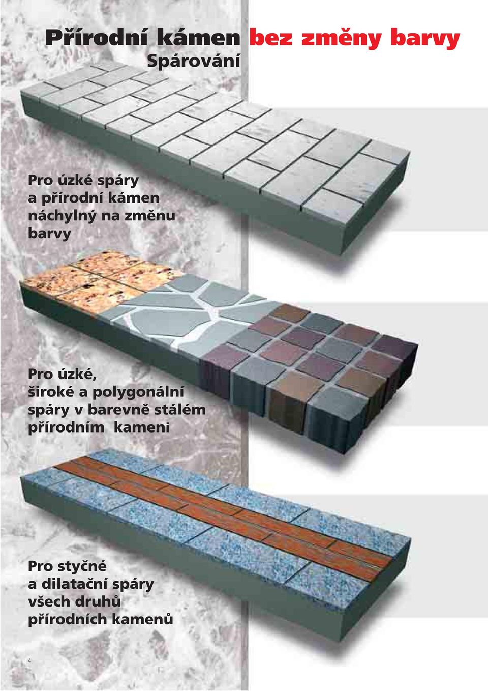 široké a polygonální spáry v barevně stálém přírodním