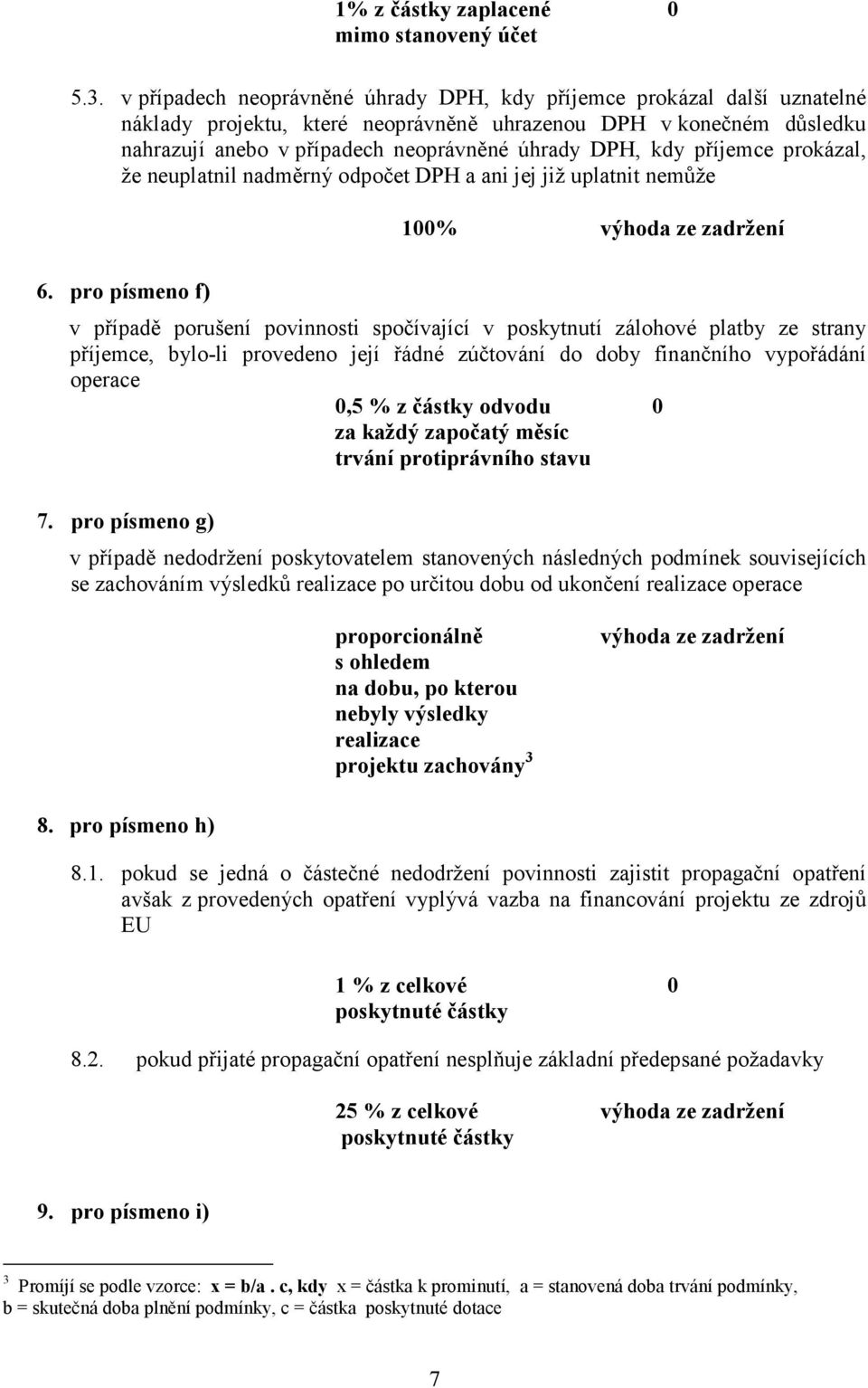 příjemce prokázal, že neuplatnil nadměrný odpočet DPH a ani jej již uplatnit nemůže 100% výhoda ze zadržení 6.