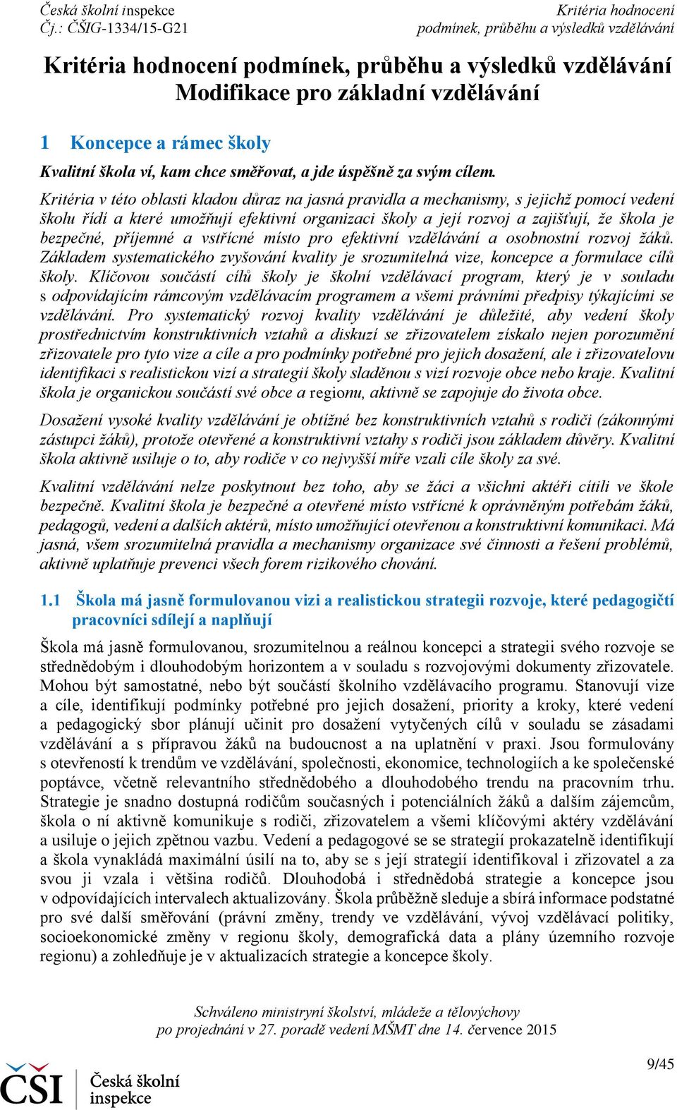 příjemné a vstřícné místo pro efektivní vzdělávání a osobnostní rozvoj žáků. Základem systematického zvyšování kvality je srozumitelná vize, koncepce a formulace cílů školy.