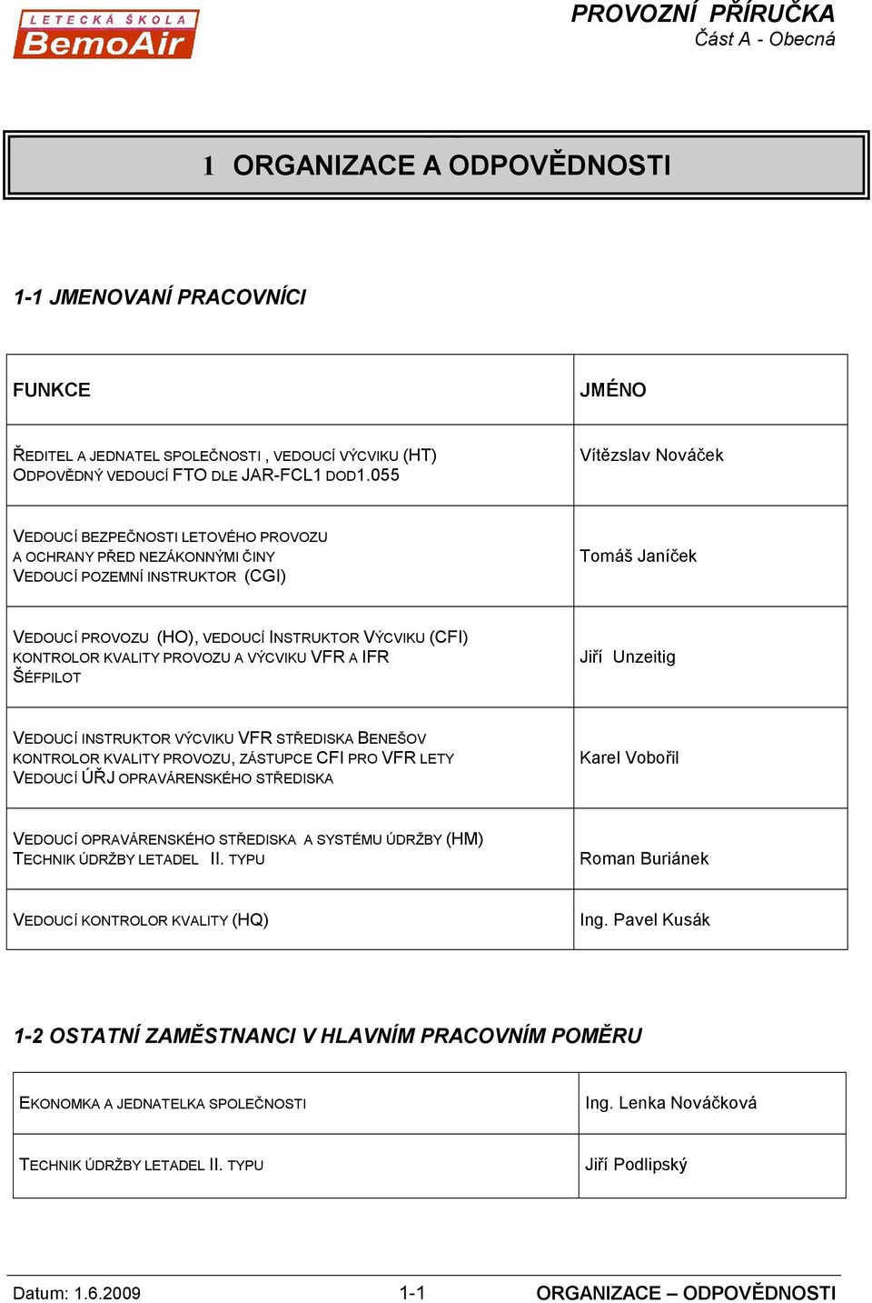 KONTROLOR KVALITY PROVOZU A VÝCVIKU VFR A IFR ŠÉFPILOT Jiří Unzeitig VEDOUCÍ INSTRUKTOR VÝCVIKU VFR STŘEDISKA BENEŠOV KONTROLOR KVALITY PROVOZU, ZÁSTUPCE CFI PRO VFR LETY VEDOUCÍ ÚŘJ OPRAVÁRENSKÉHO