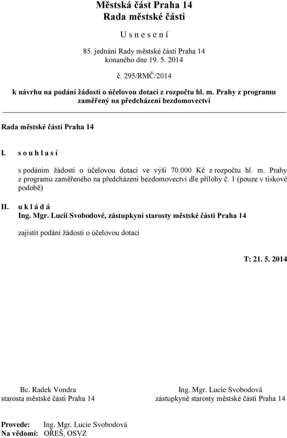 000 Kč z rozpočtu hl. m. Prahy z programu zaměřeného na předcházení bezdomovectví dle přílohy č.