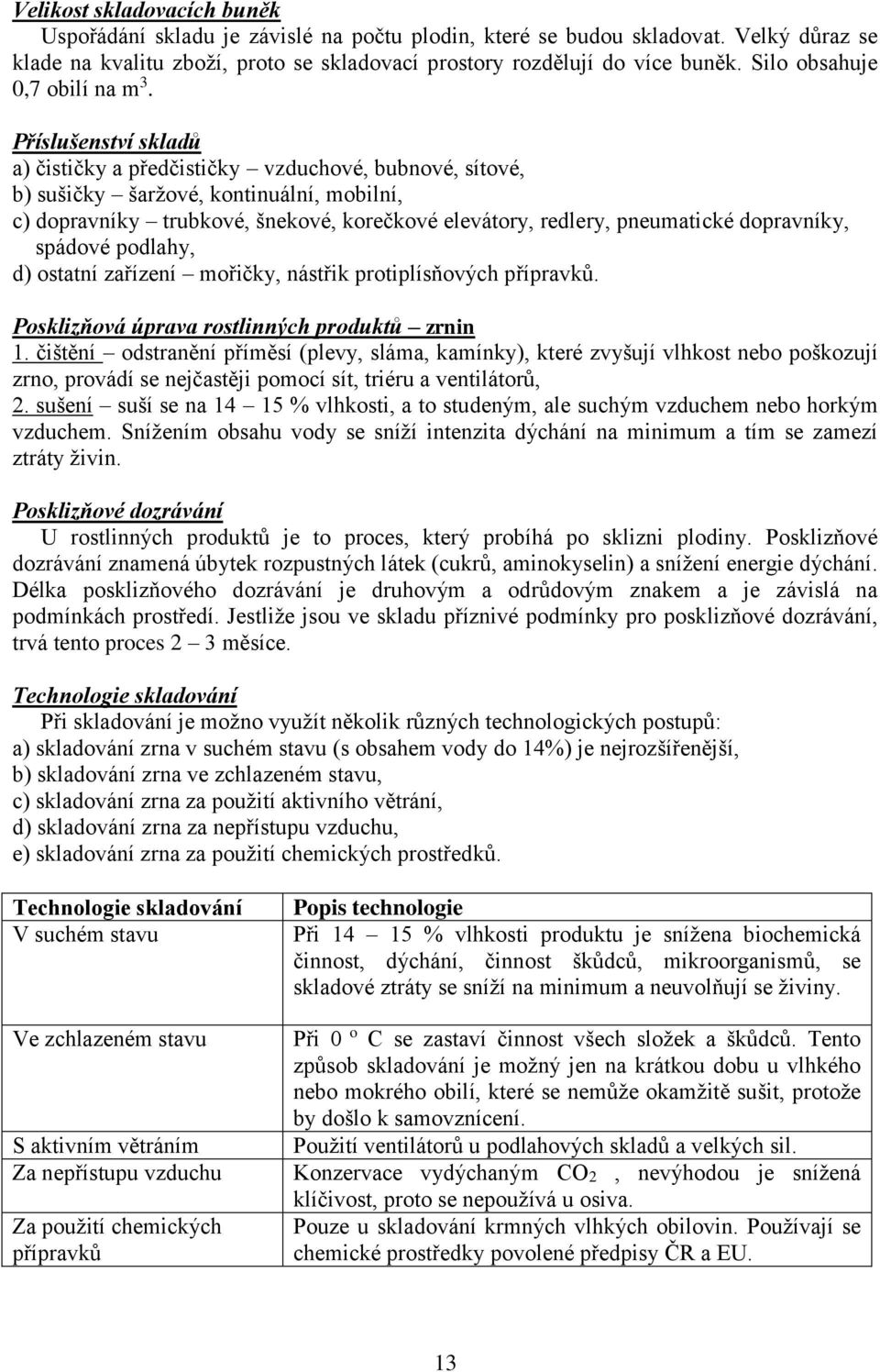 Příslušenství skladů a) čističky a předčističky vzduchové, bubnové, sítové, b) sušičky šaržové, kontinuální, mobilní, c) dopravníky trubkové, šnekové, korečkové elevátory, redlery, pneumatické