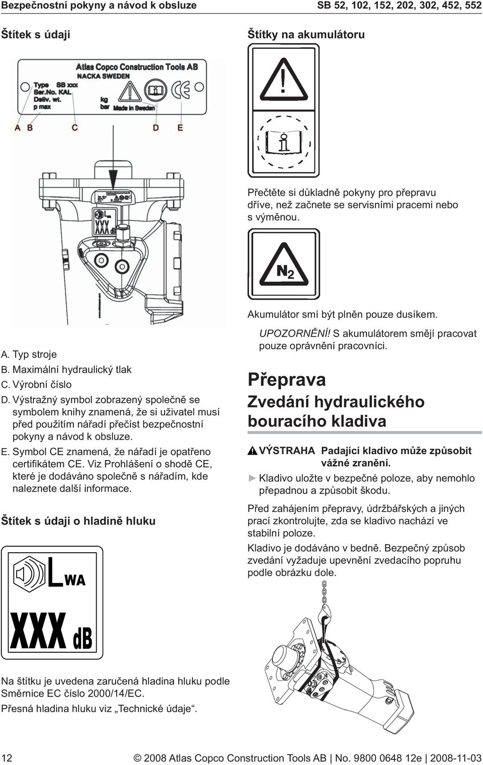 SB 52, 102, 152, 202, 302, 452, PDF Stažení zdarma