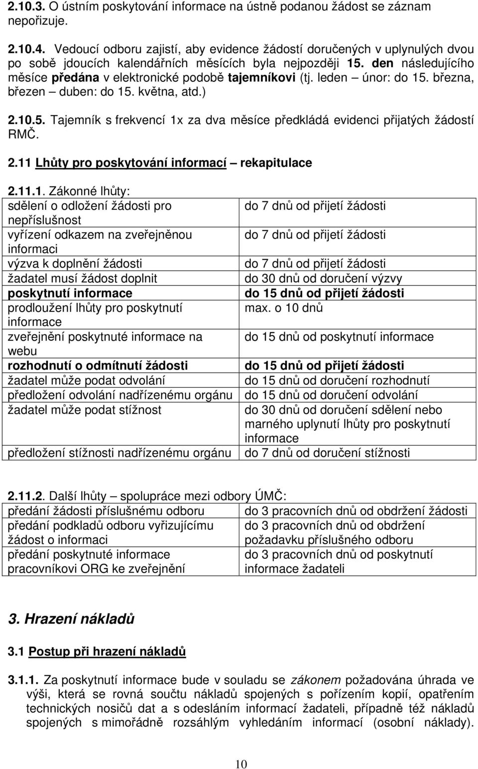 den následujícího měsíce předána v elektronické podobě tajemníkovi (tj. leden únor: do 15. března, březen duben: do 15. května, atd.) 2.10.5. Tajemník s frekvencí 1x za dva měsíce předkládá evidenci přijatých žádostí RMČ.