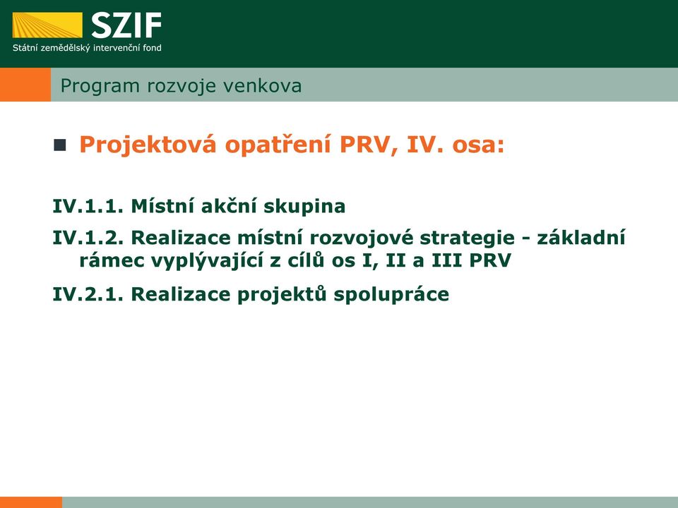 Realizace místní rozvojové strategie - základní rámec