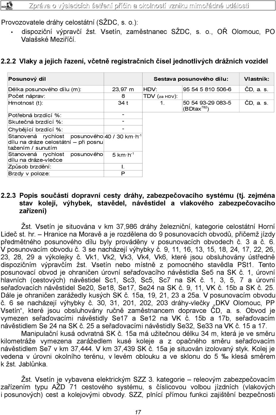54 5 810 506-6 TDV (za HDV): 50 54 93-29 083-5 1. (BDtax 782) Vlastník: ČD, a. s.