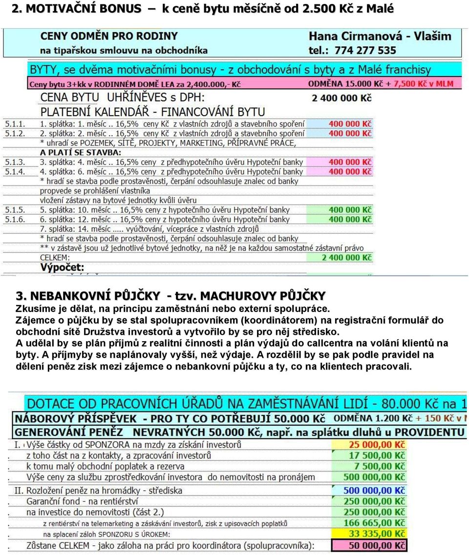Zájemce o půjčku by se stal spolupracovníkem (koordinátorem) na registrační formulář do obchodní sítě Družstva investorů a vytvořilo by se pro něj
