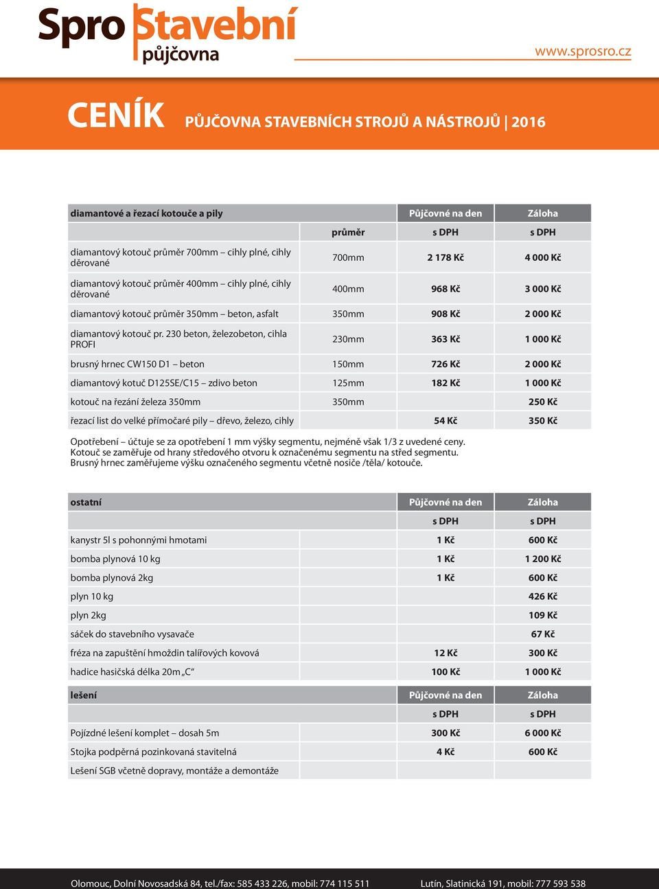 230 beton, železobeton, cihla PROFI 230mm 363 Kč 1 000 Kč brusný hrnec CW150 D1 beton 150mm 726 Kč 2 000 Kč diamantový kotuč D125SE/C15 zdivo beton 125mm 182 Kč 1 000 Kč kotouč na řezání železa 350mm