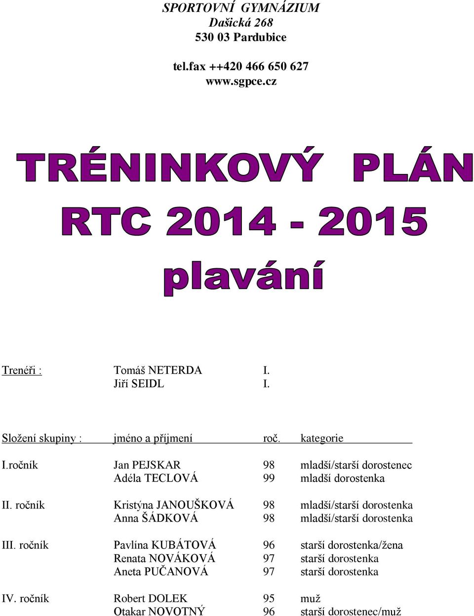 ročník Kristýna JANOUŠKOVÁ 98 mladší/starší dorostenka Anna ŠÁDKOVÁ 98 mladší/starší dorostenka III.