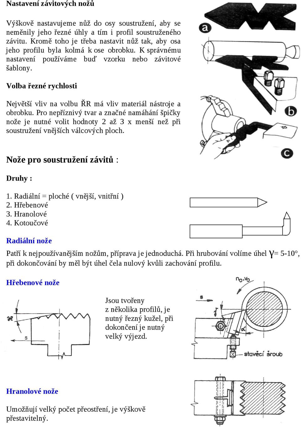 Řezání vnějších i vnitřních závitů závitovými noži - PDF Free Download