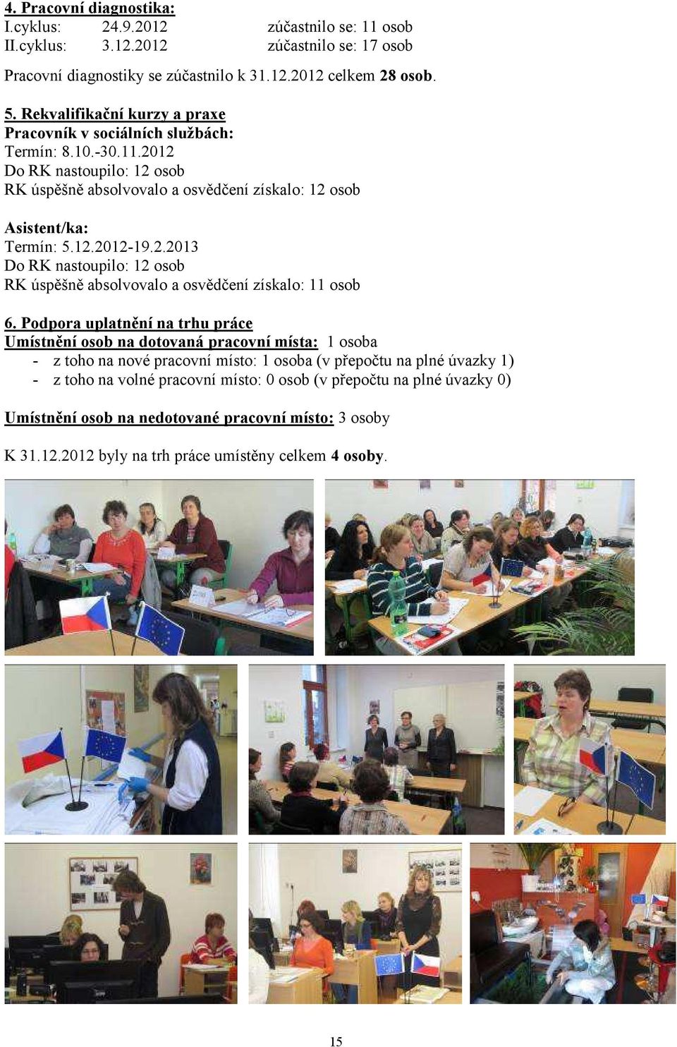 2.2013 Do RK nastoupilo: 12 osob RK úspěšně absolvovalo a osvědčení získalo: 11 osob 6.