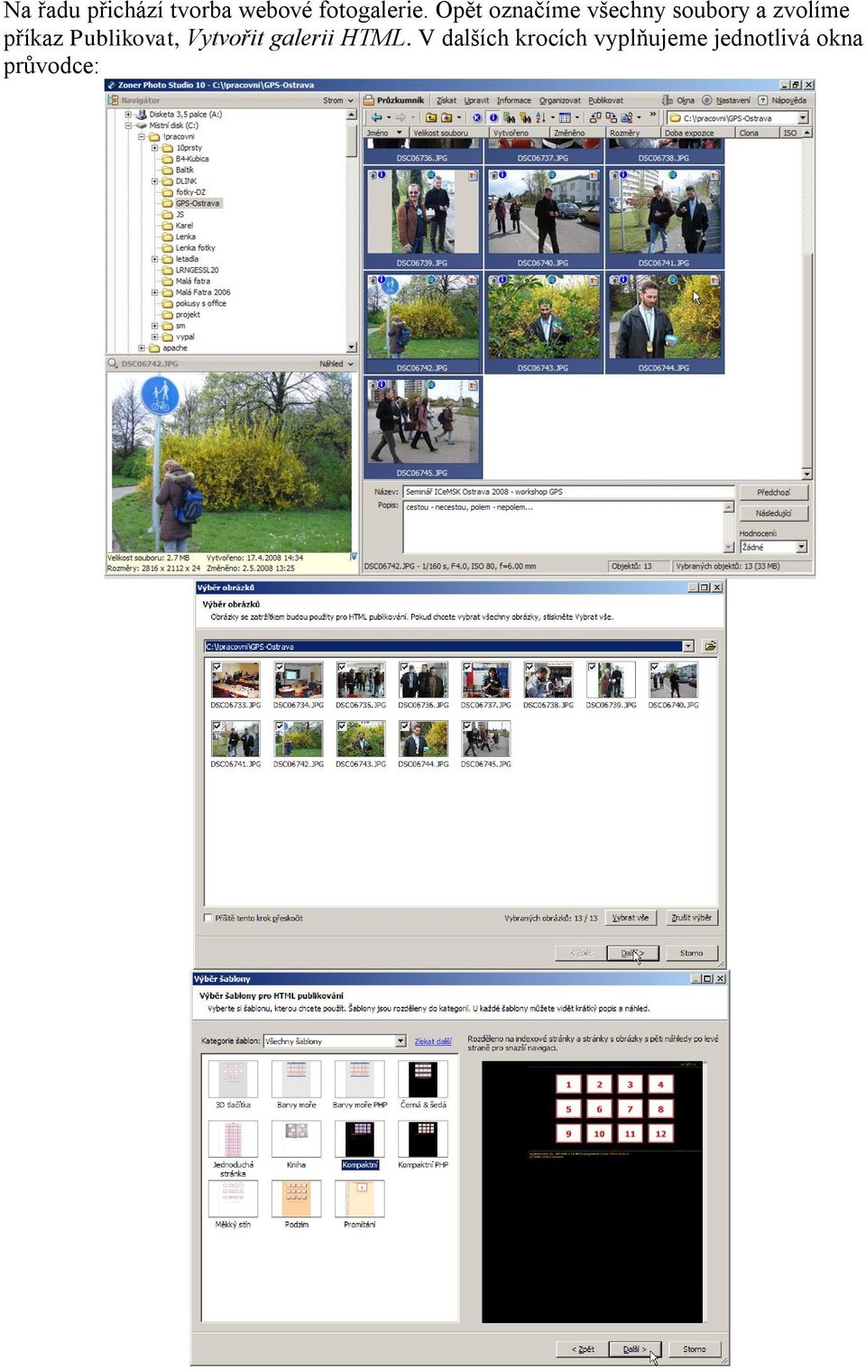 příkaz Publikovat, Vytvořit galerii HTML.