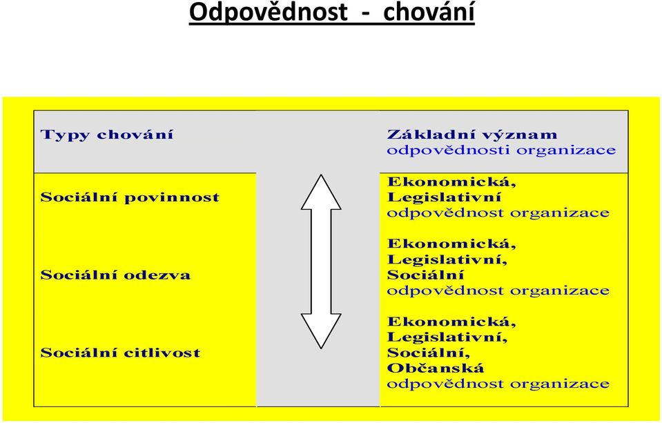 Legislativní odpovědnost organizace Ekonomická, Legislativní, Sociální