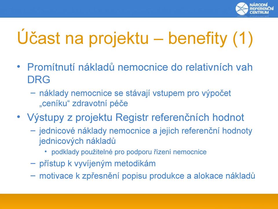 jednicové náklady nemocnice a jejich referenční hodnoty jednicových nákladů podklady použitelné pro