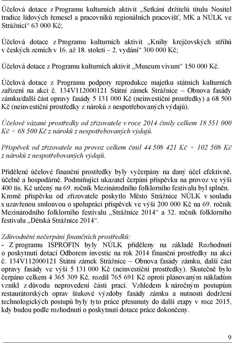 Účelová dotace z Programu podpory reprodukce majetku státních kulturních zařízení na akci č.
