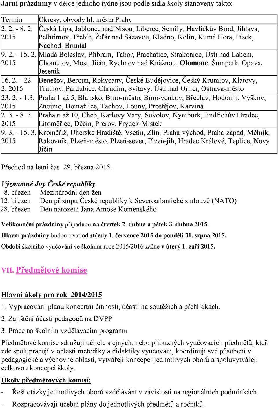 Tábor, Prachatice, Strakonice, Ústí nad Labem, Chomutov, Most, Jičín, Rychnov nad Kněžnou, Olomouc, Šumperk, Opava, Jeseník 16. 2. - 22.