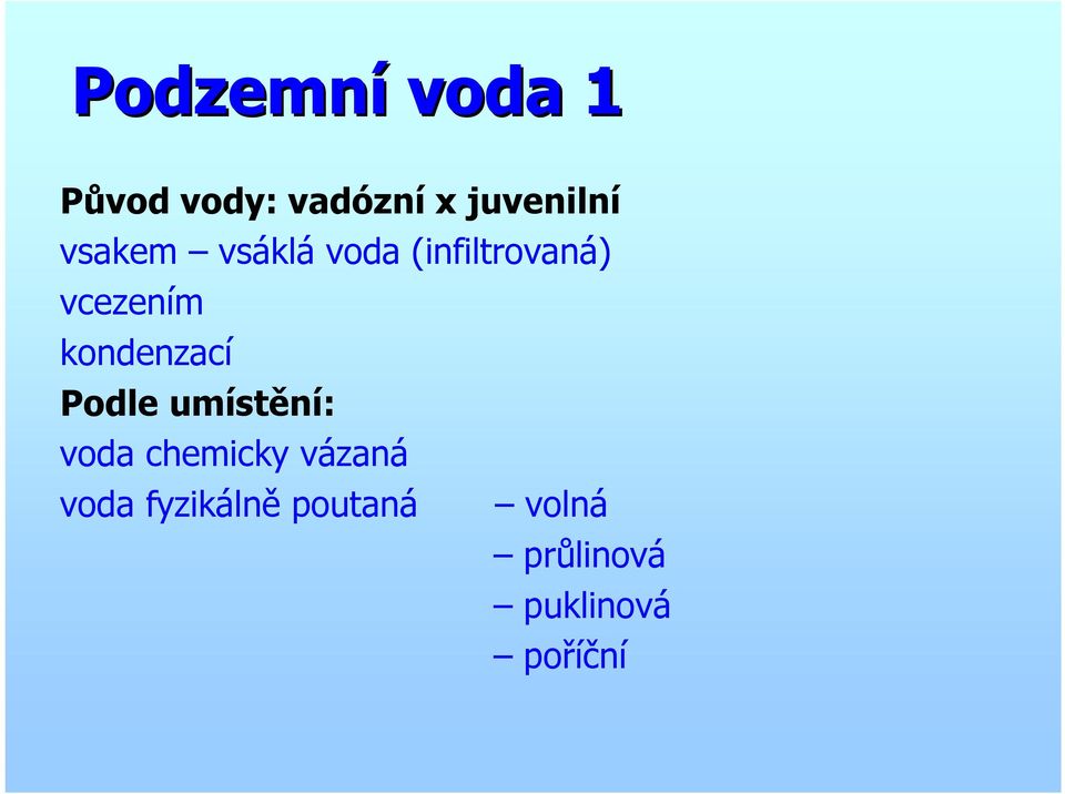 kondenzací Podle umístění: voda chemicky vázaná