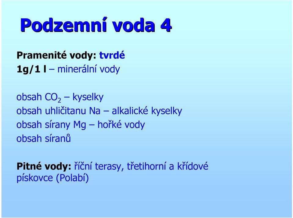 kyselky obsah sírany Mg hořké vody obsah síranů Pitné