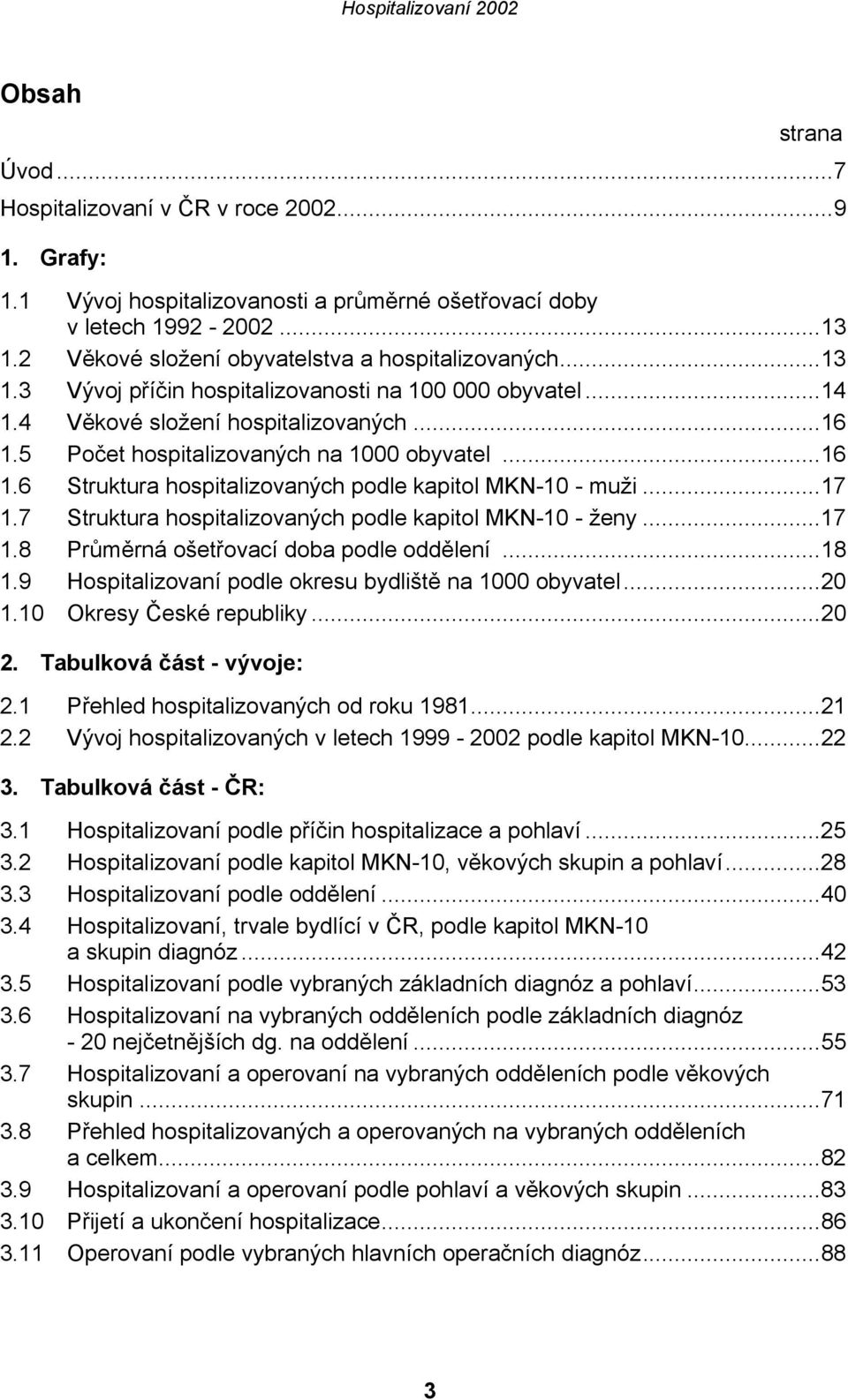 5 Počet hospitalizovaných na 1000 obyvatel...16 1.6 Struktura hospitalizovaných podle kapitol MKN-10 - muži...17 1.7 Struktura hospitalizovaných podle kapitol MKN-10 - ženy...17 1.8 Průměrná ošetřovací doba podle oddělení.