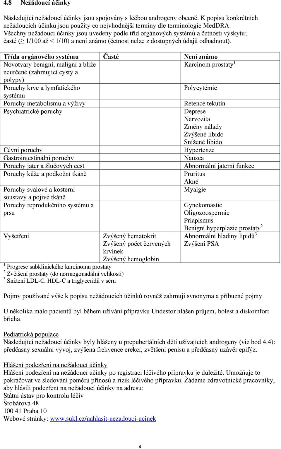 Třída orgánového systému Časté Není známo Novotvary benigní, maligní a blíže Karcinom prostaty 1 neurčené (zahrnující cysty a polypy) Poruchy krve a lymfatického Polycytémie systému Poruchy