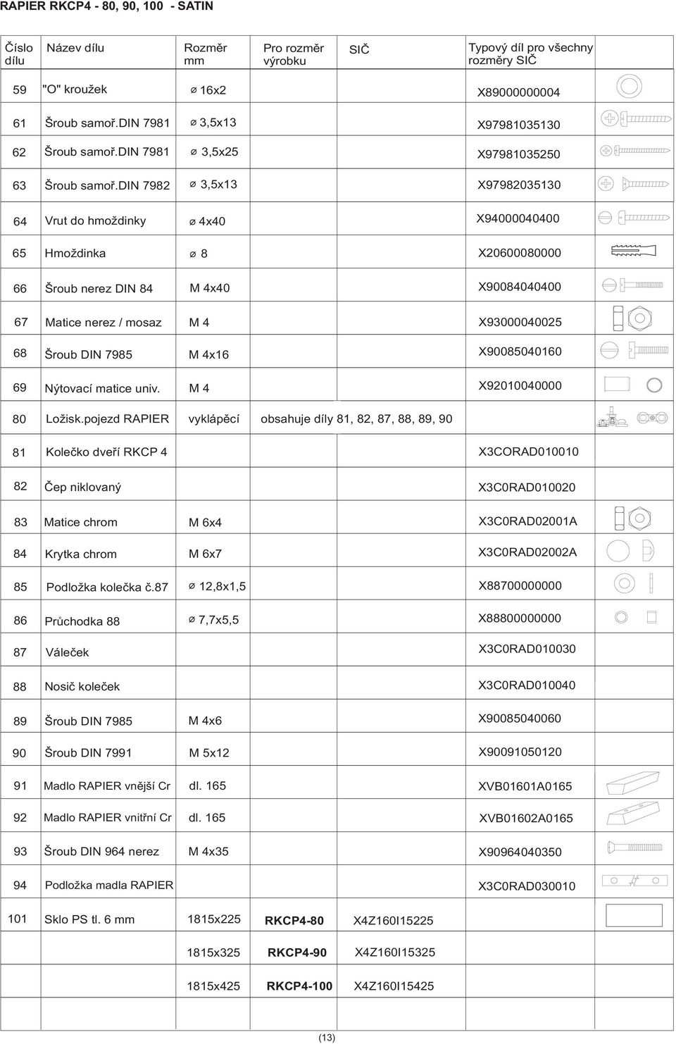 Nýtovací matice univ. M 4 X93000040025 X90085040160 X92010040000 80 Ložisk.