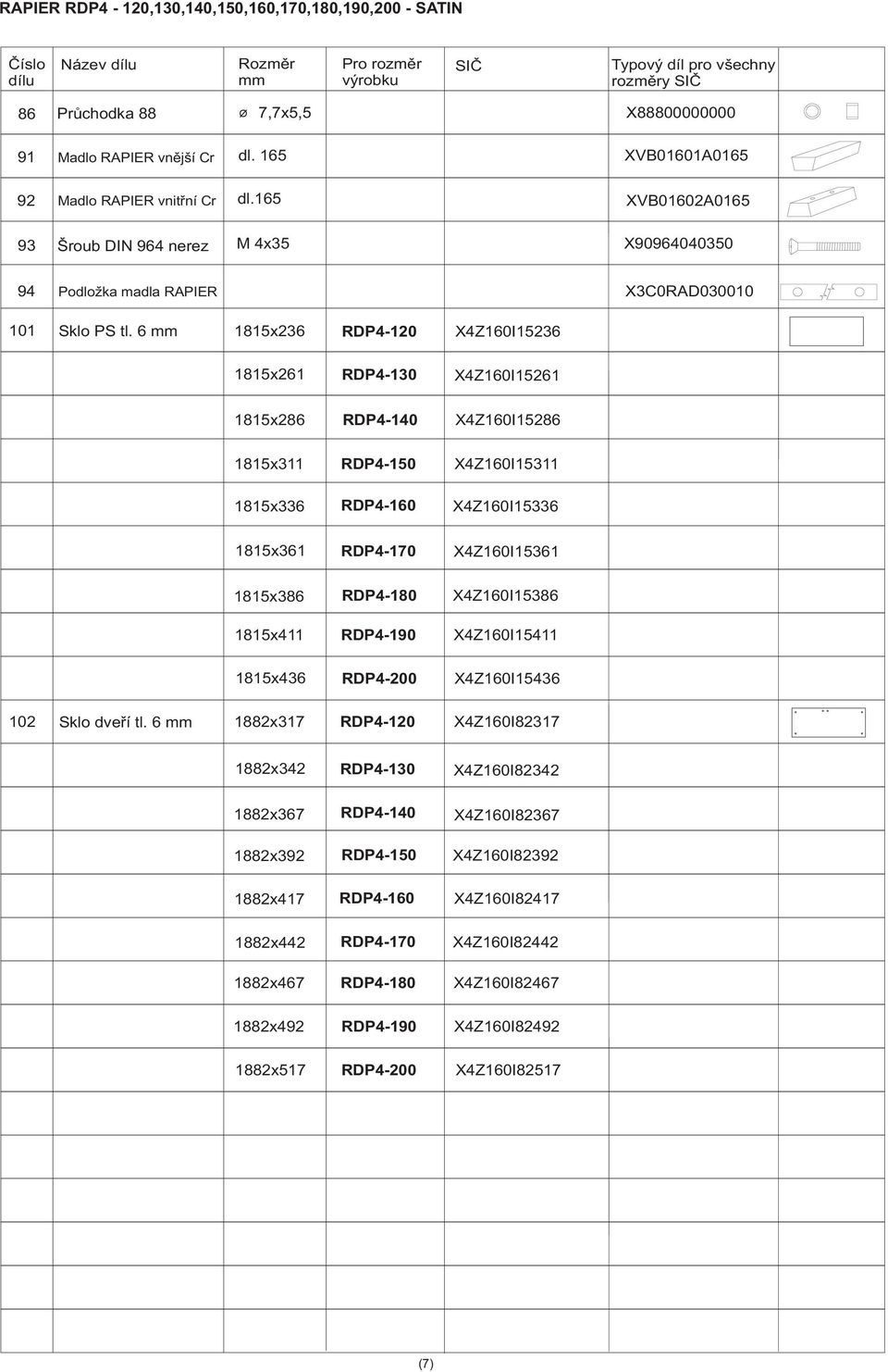 6 1815x6 RDP4-120 X4Z160I156 1815x261 RDP4-130 X4Z160I15261 1815x286 RDP4-140 X4Z160I15286 1815x311 1815x336 RDP4-150 RDP4-160 X4Z160I15311 X4Z160I15336 1815x361 RDP4-170 X4Z160I15361 1815x386