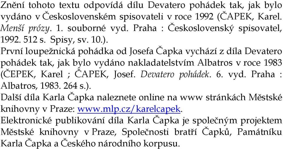 Karel Čapek DEVATERO POHÁDEK - PDF Stažení zdarma