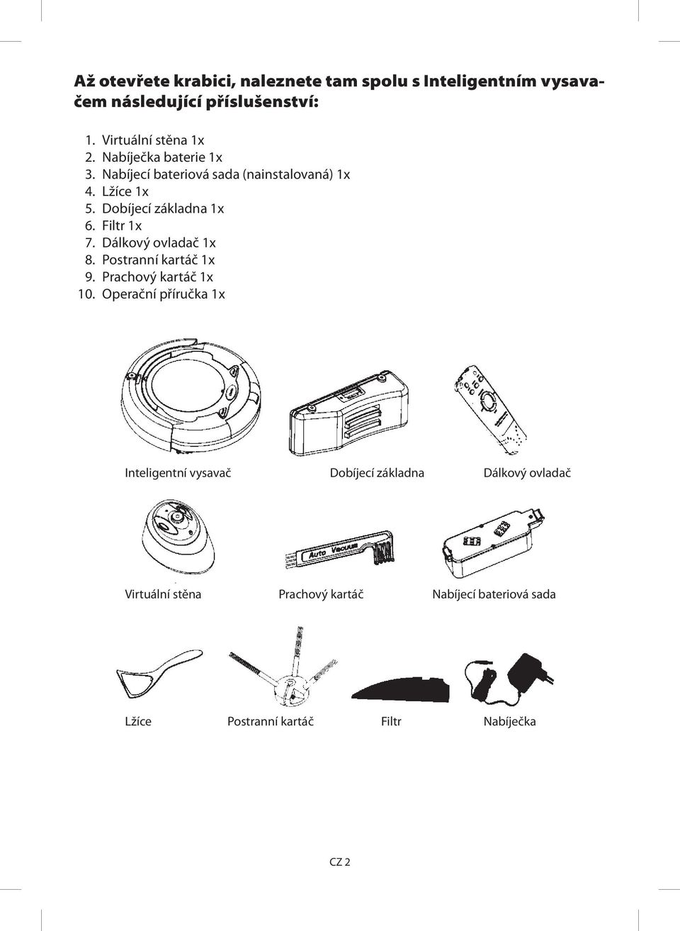 Dálkový ovladač 1x 8. Postranní kartáč 1x 9. Prachový kartáč 1x 10.
