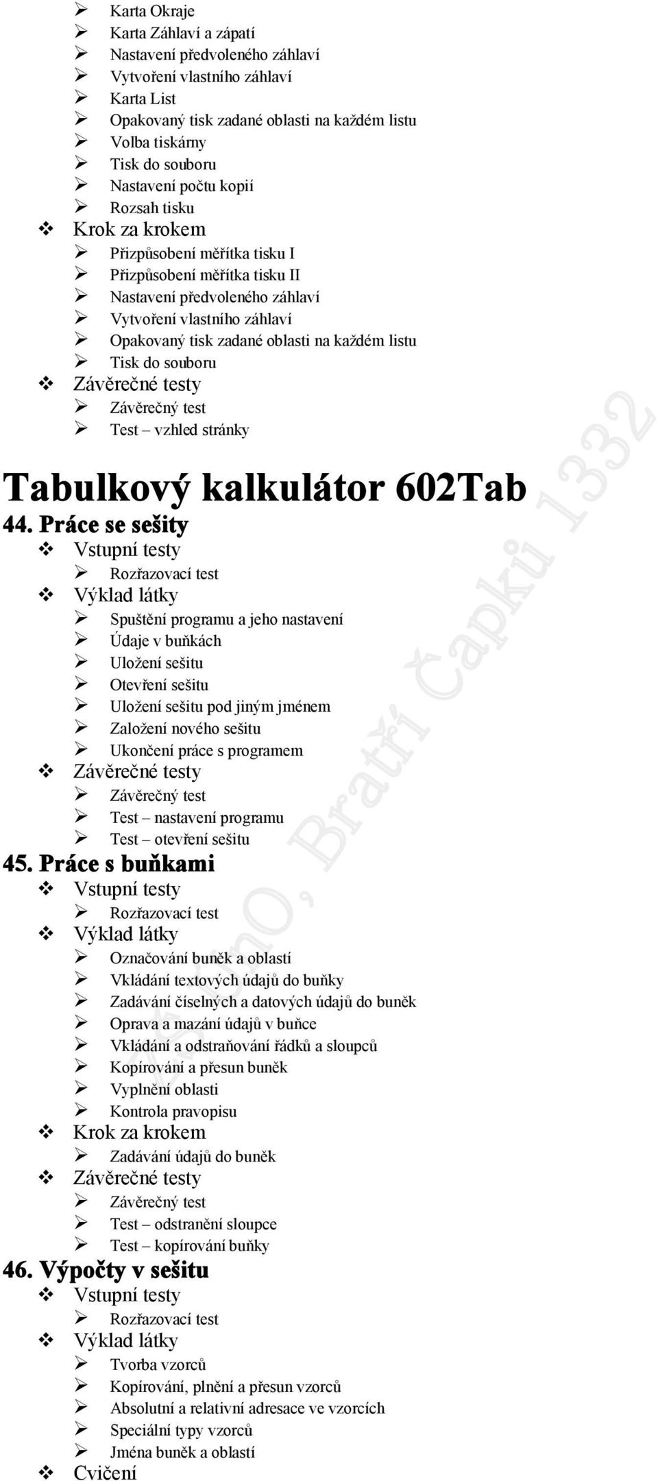 Test vzhled stránky Tabulkový kalkulátor 602Tab 44.