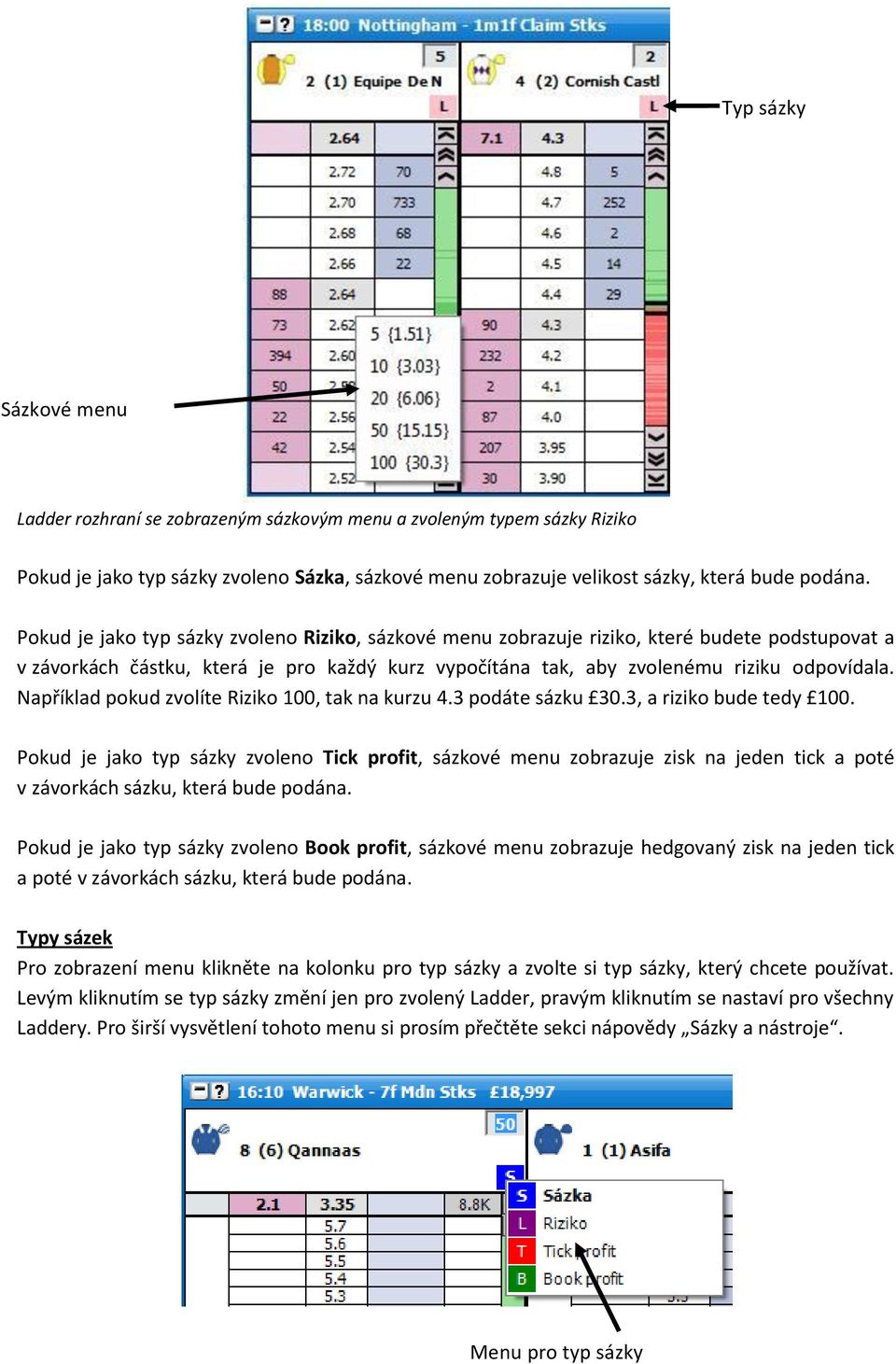 Například pokud zvolíte Riziko 100, tak na kurzu 4.3 podáte sázku 30.3, a riziko bude tedy 100.