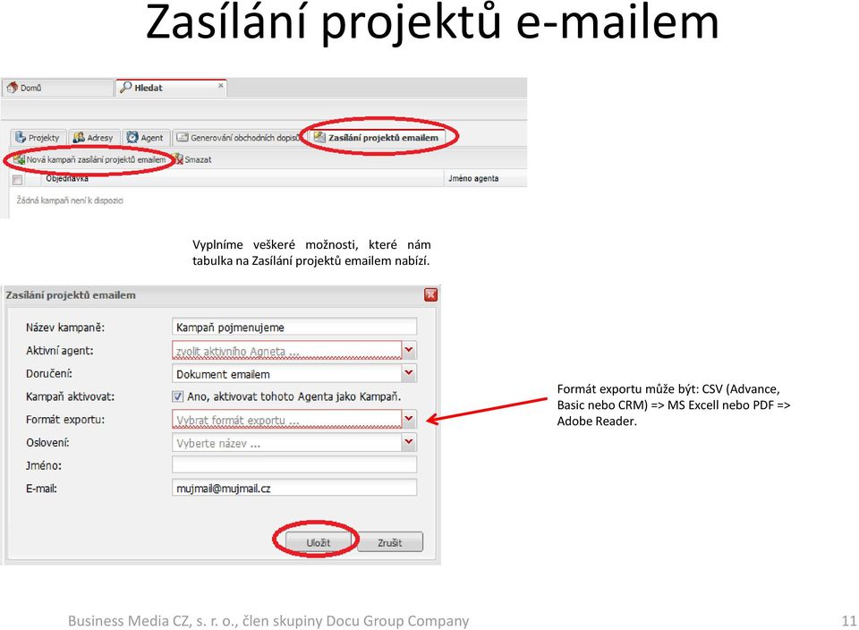 emailem nabízí.