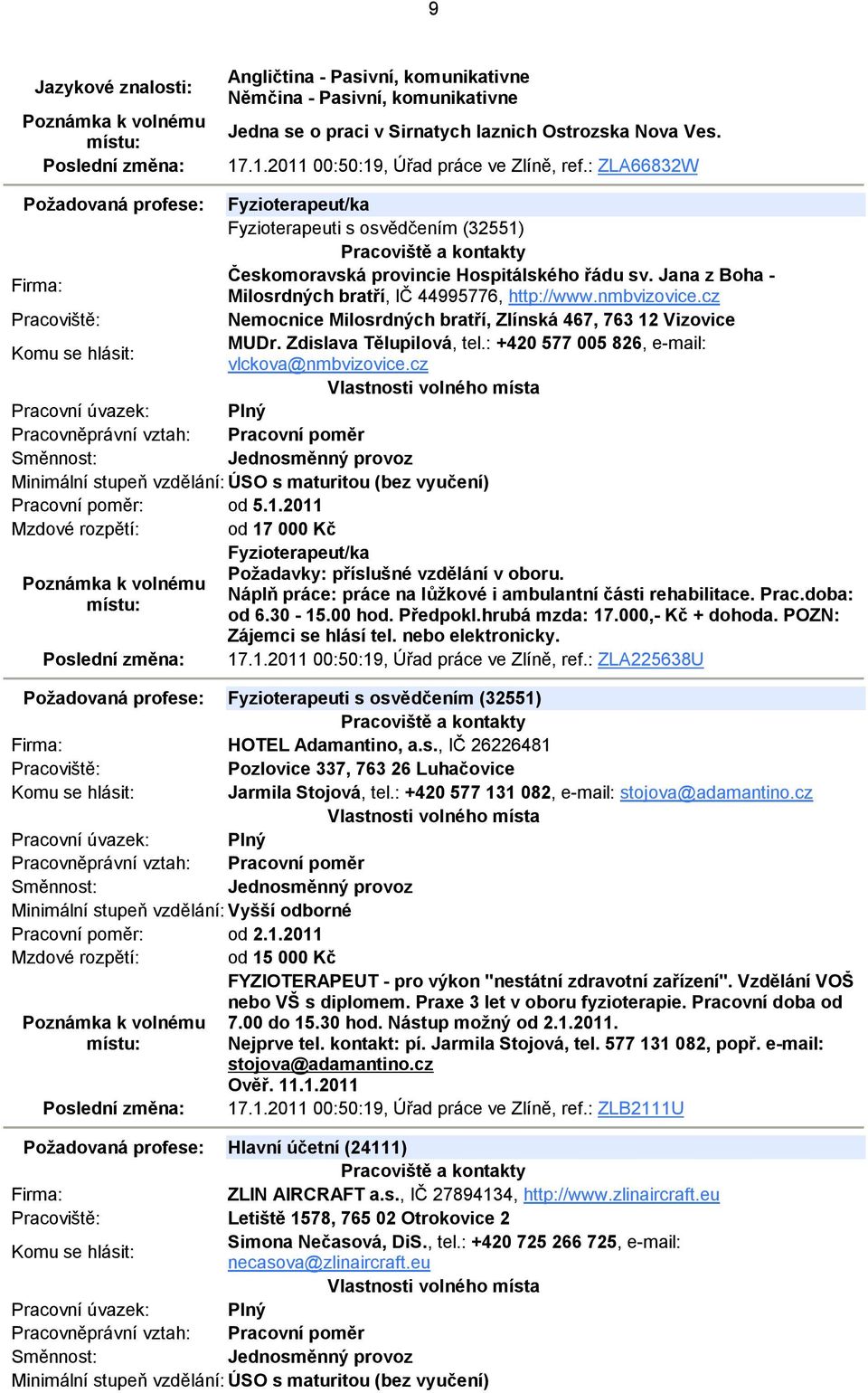 nmbvizovice.cz Nemocnice Milosrdných bratří, Zlínská 467, 763 12 Vizovice MUDr. Zdislava Tělupilová, tel.: +420 577 005 826, e-mail: vlckova@nmbvizovice.