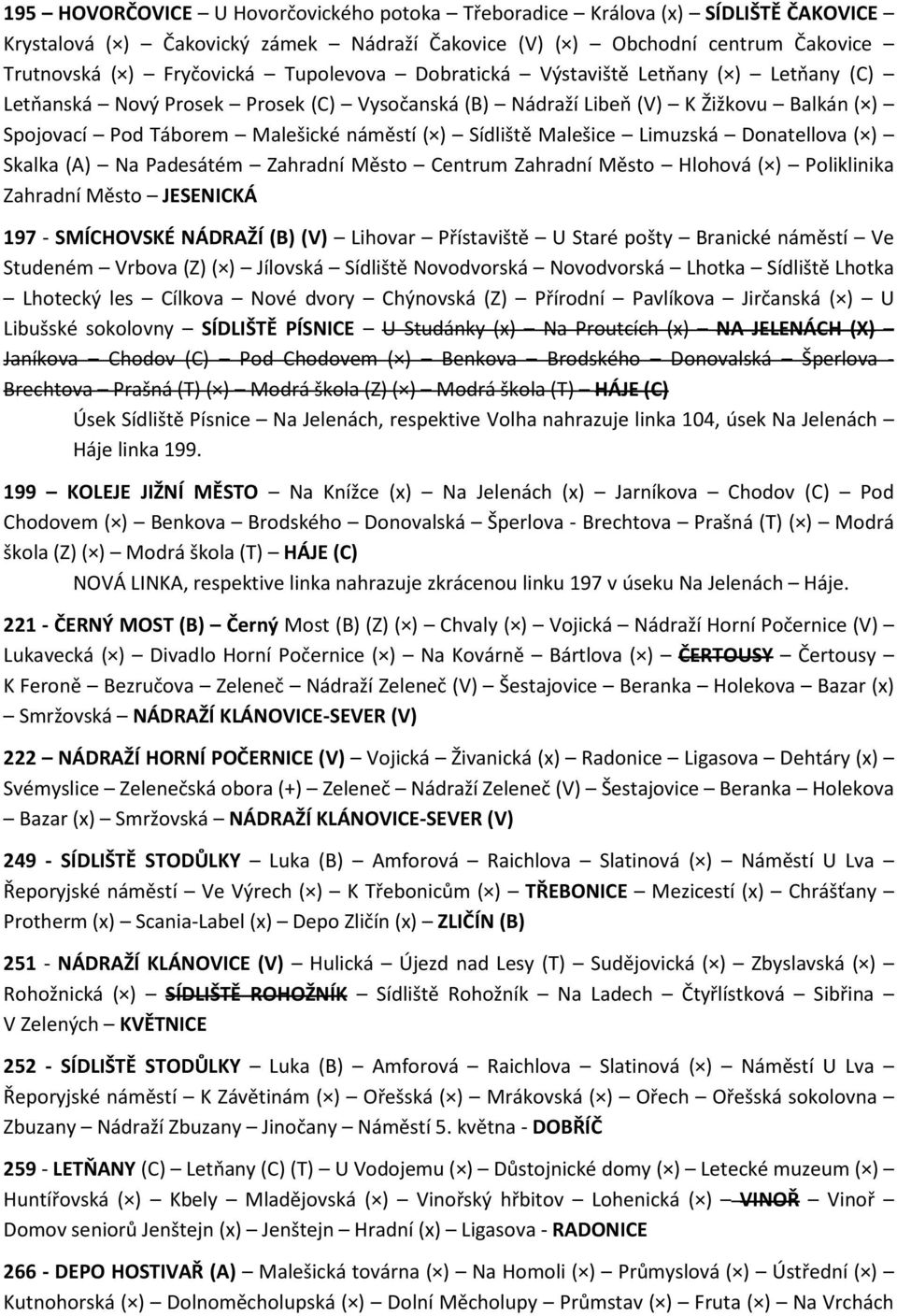 Malešice Limuzská Donatellova ( ) Skalka (A) Na Padesátém Zahradní Město Centrum Zahradní Město Hlohová ( ) Poliklinika Zahradní Město JESENICKÁ 197 - SMÍCHOVSKÉ NÁDRAŽÍ (B) (V) Lihovar Přístaviště U